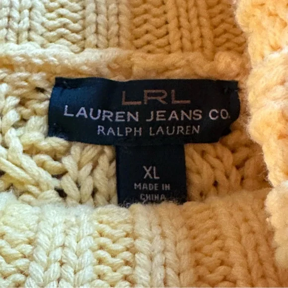 Ralph Lauren | LRL | Lauren Jeans Co.| Yellow Cable Knit Turtleneck Sweater - Picture 3 of 8